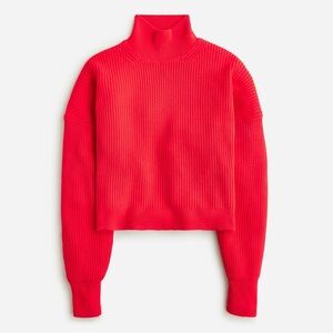 NWT J. CREW Ribbed Turtleneck Sweater Stretched Yarn Red Medium